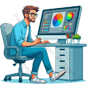 graphic designer working on computer during graphic design training